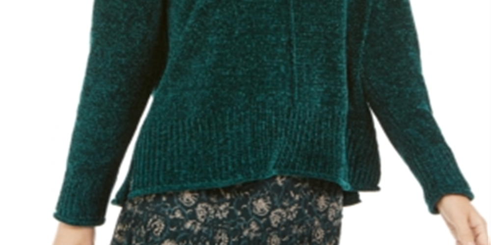 Style & Co Women's Chenille Sweater Green Size Petite M