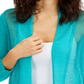 Alfani Women's Mixed Stitch Open Front Linen Blend Cardigan Blue Size Medium