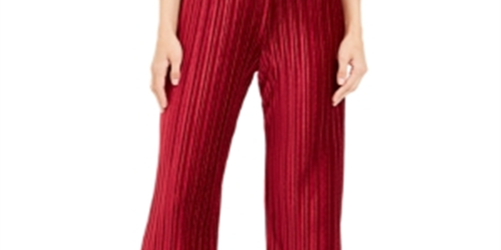 Alfani Women's Pleated Velvet Pants Red Size Petite