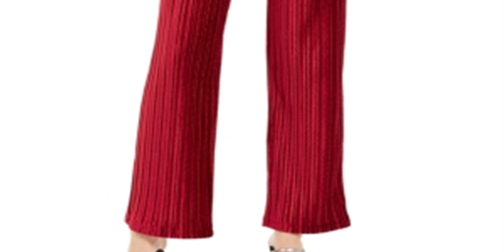 Alfani Women's Pleated Velvet Pants Red Size Petite