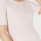 Maison Jules Women's Crewneck Elbow Sleeve Top Pink Size X-Small