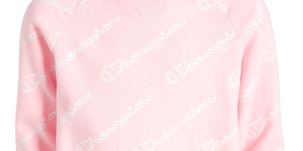 Champion Big Girls Script-Print Sweatshirt Pink Size Medium