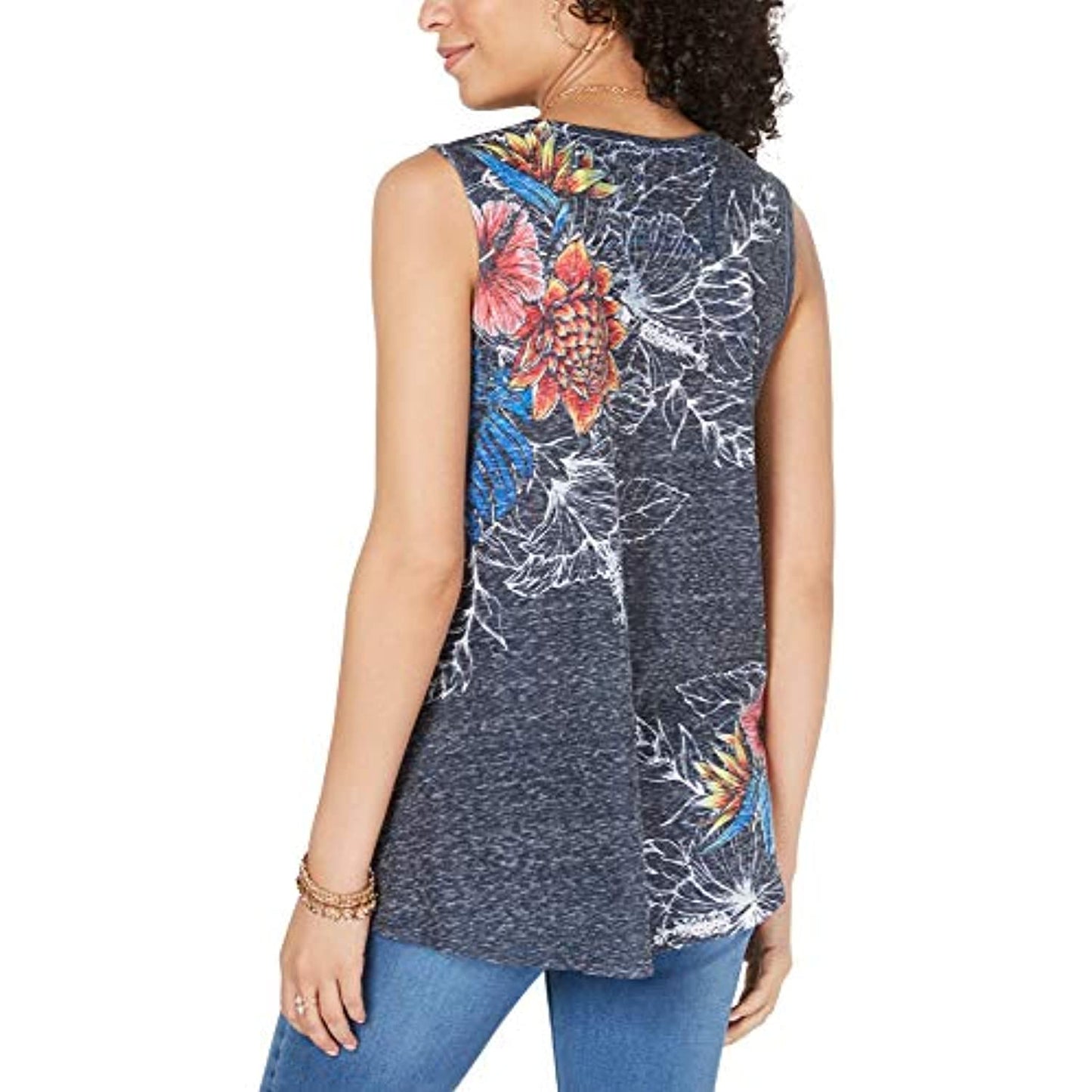 Style & Co Women's Graphic Print Tank Top Brown Size X-Small