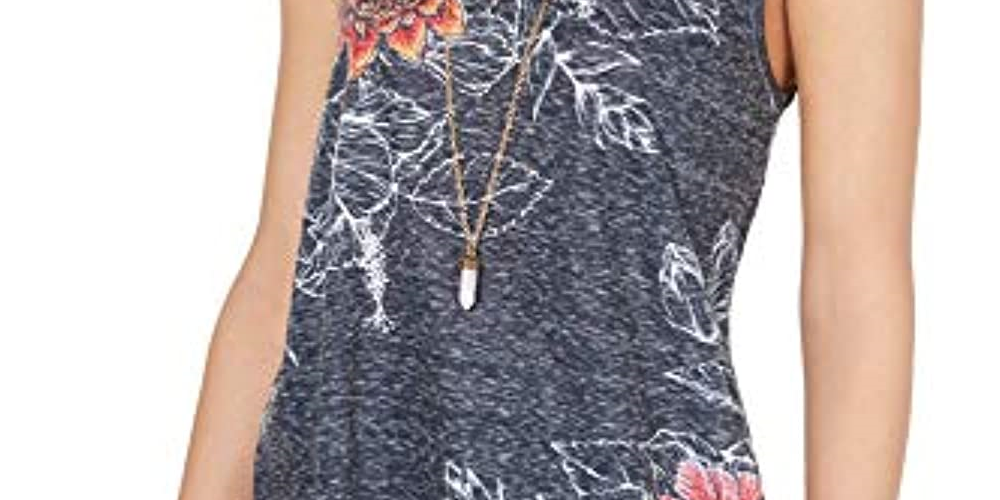 Style & Co Women's Graphic Print Tank Top Brown Size X-Small