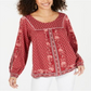 Style & Co Women's Printed Peasant Top Red Floral Size Petite XL