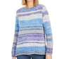 Style & Co Women's Ombre Long Sleeve Crew Neck Sweater Blue Size Large