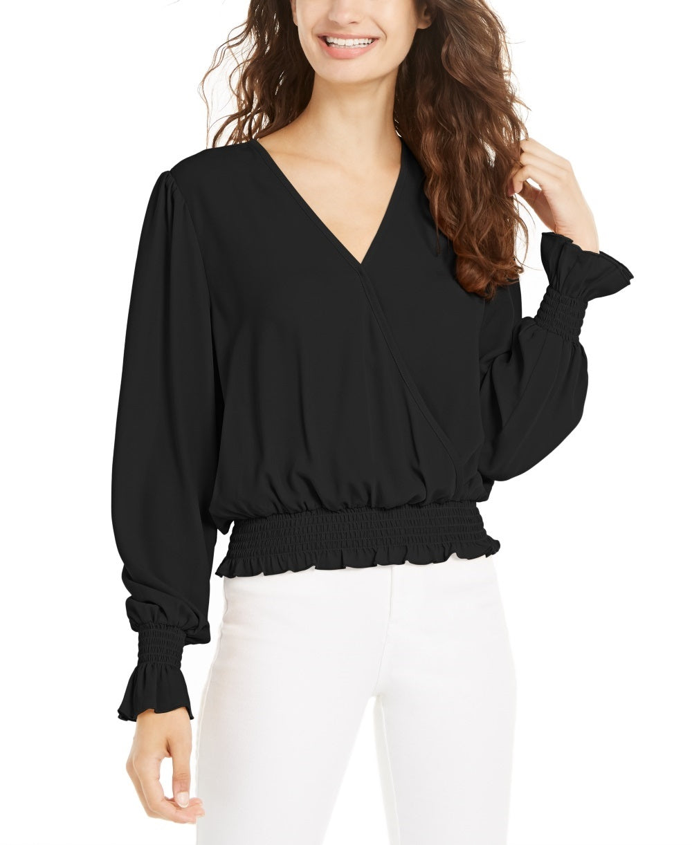 Ultra Flirt Juniors' Smocked Top Black Size X-Large