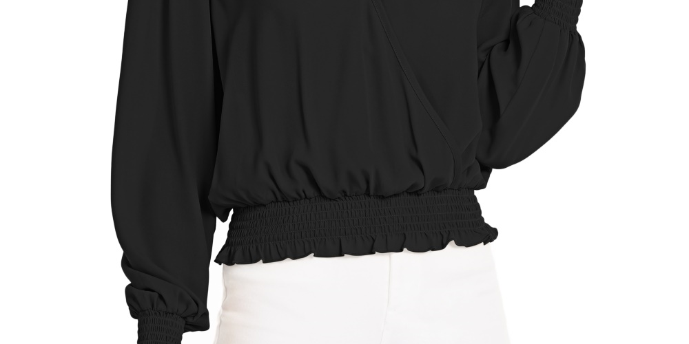 Ultra Flirt Juniors' Smocked Top Black Size X-Large
