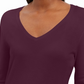 JM Collection Women's Embellished-Sleeve V-Neck Sweater Dark Purple Size Large