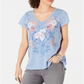 Style & Co Women's Graphic Print Top Blue Size Petite L