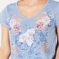 Style & Co Women's Graphic Print Top Blue Size Petite L