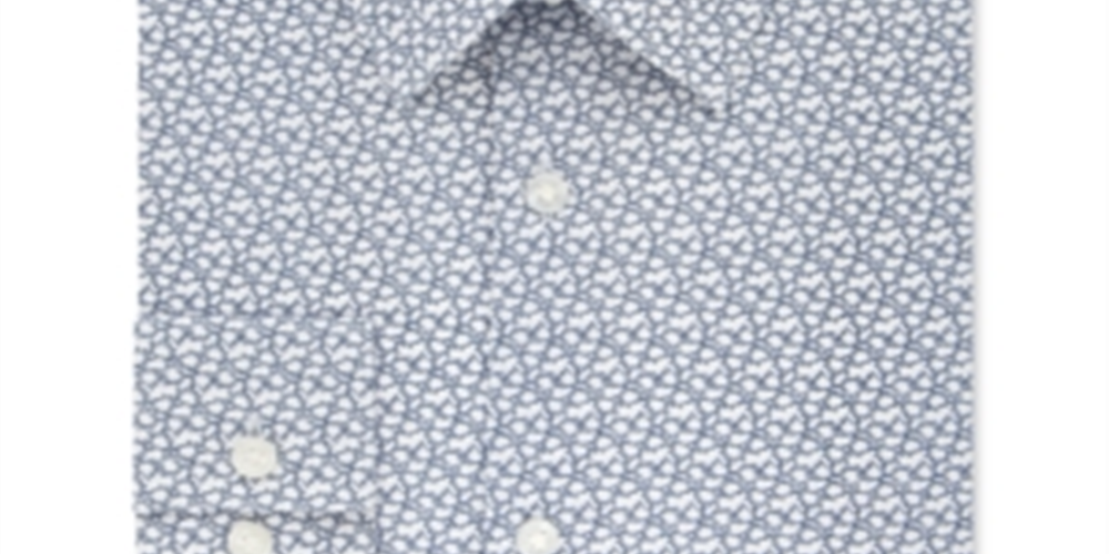केल्विन क्लेन पुरुषों की एक्स्ट्रा स्लिम फिट तापमान-नियंत्रित स्ट्रेच प्रिंट ड्रेस शर्ट नेवी-व्हाइट साइज़ XL