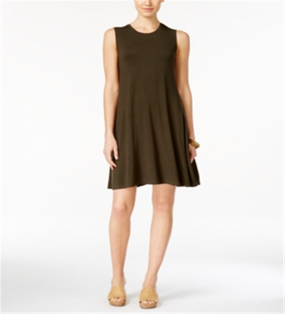 Style & Co Women's Sleeveless Swing Dress Green Size -Petite L