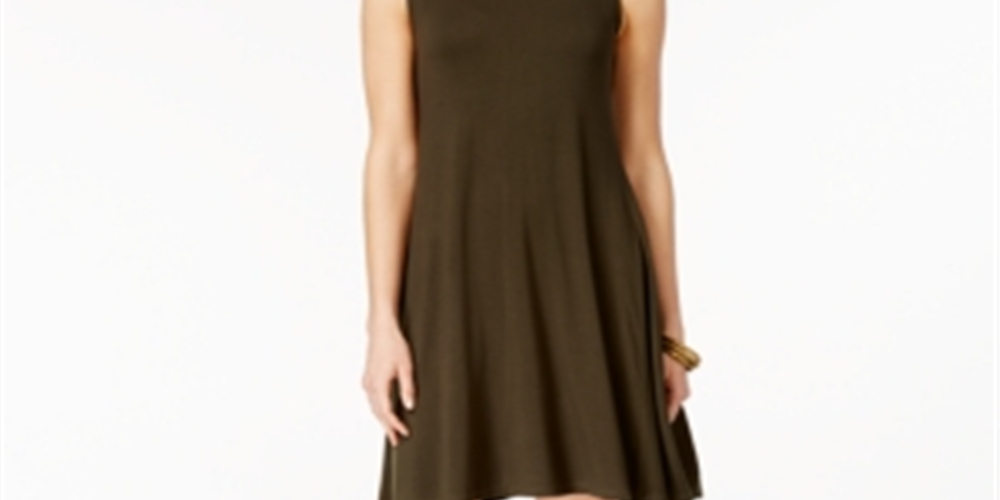 Style & Co Women's Sleeveless Swing Dress Green Size -Petite L