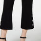JM Collection Women's Cropped Button Trim Flare Pants Black Size Petite L