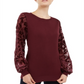 INC International Concepts Women's Velvet Burnout Sleeve Sweater Red Size X-Large