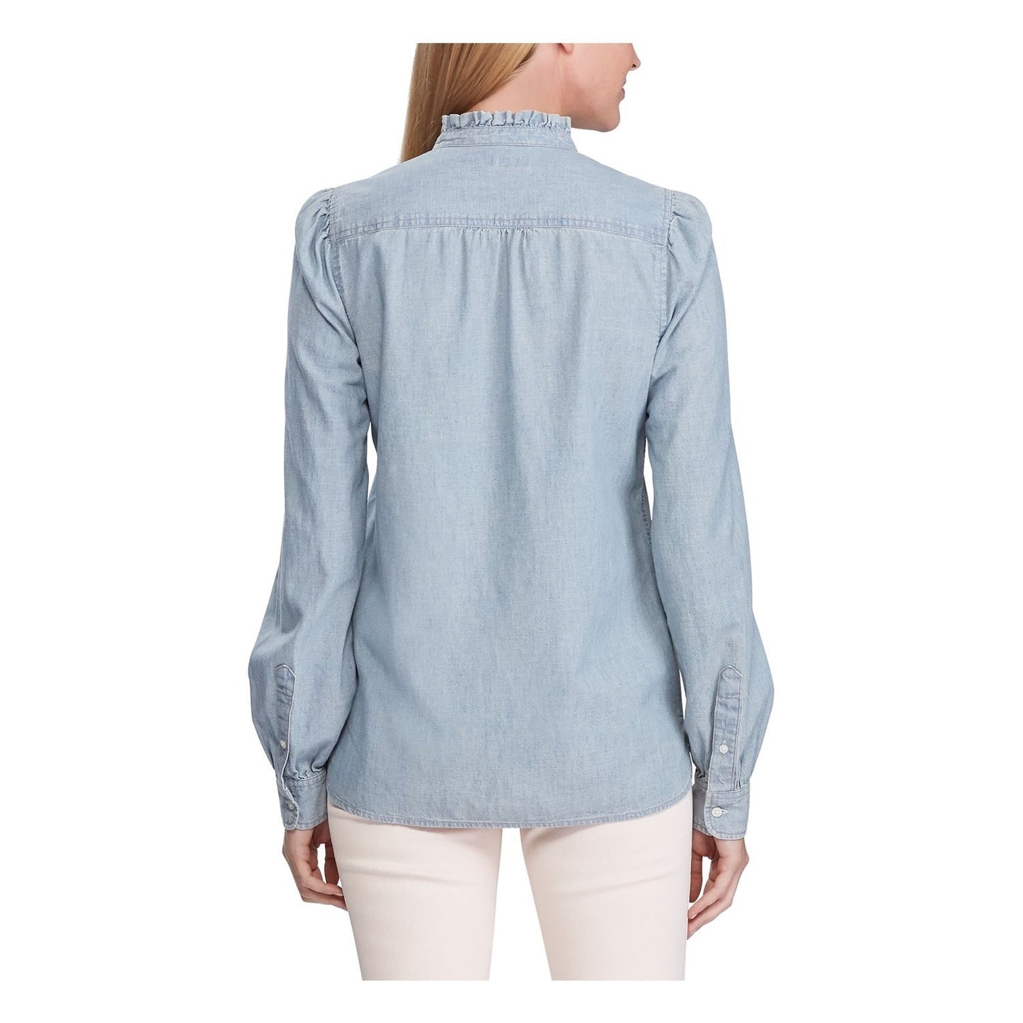 Ralph Lauren Women's Blue Cuffed V Neck Button up Top Navy Size X-Large