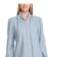 Ralph Lauren Women's Blue Cuffed V Neck Button up Top Navy Size X-Large