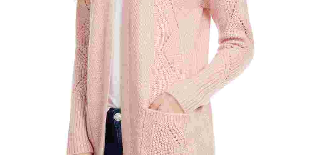 Pink Rose Juniors' Open-Front Cardigan Red Size Large