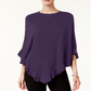 Karen Scott Women's Luxsoft Ruffled Poncho Purple Size Petite L