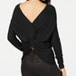 Bar III Women's Ribbed Twist Back Sweater Black Size X-Small
