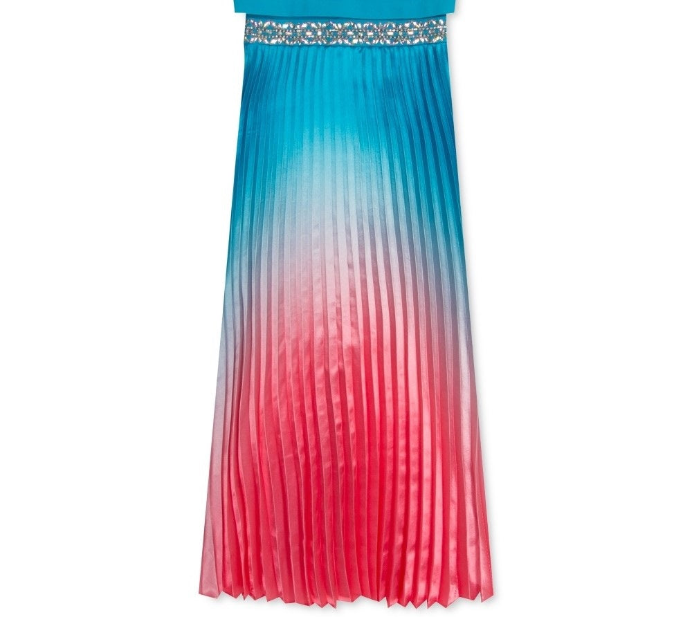 Rare Editions Big Girls Ombre Pleated Charmeuse Dress Navy Size 7