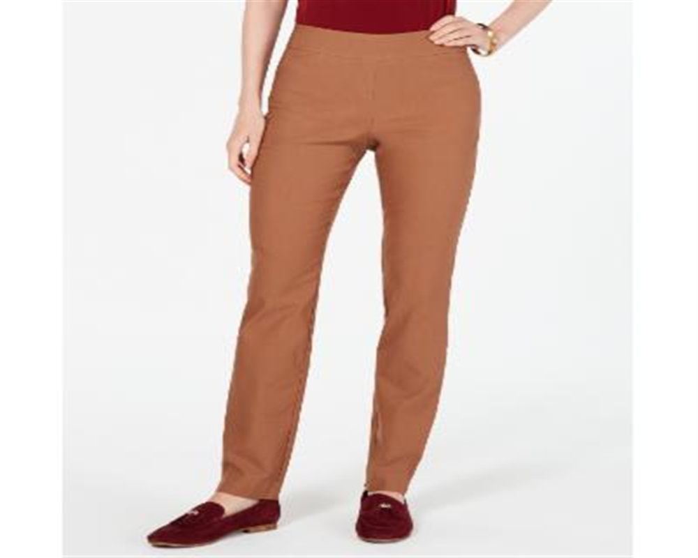Charter Club Women's Cambridge Skinny Pull on Tummy Control Pants Copper Size 6