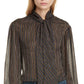 Rebecca Women's Taylor Long Sleeve Lurex Stripe Top Clothing Charcoal Size 4