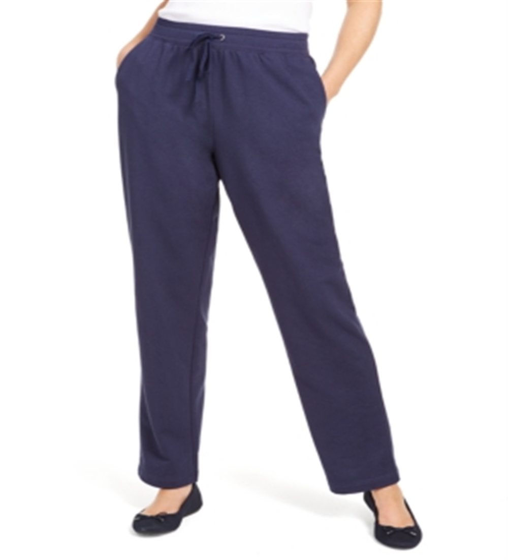 Karen Scott Women's Sport French Terry Ribbon Trim Pants Blue Size 4/27