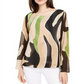 Alfani Women's Printed Angel Sleeve Top Caramel Combo Size Petite XL