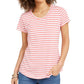 Style & Co Women's Striped Tee Red Size Small