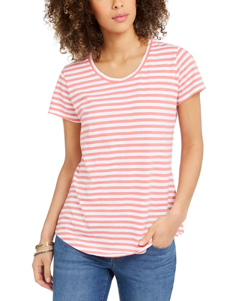 Style & Co Women's Striped Tee Red Size Small
