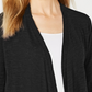 Alfani Women's Petite Linen Open-Front Cardigan Black Size PM