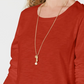 Style & Co Women's Long-Sleeve Crewneck Top Orange Size X-Large