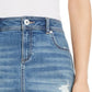INC International Concepts Women's Destructed Fray-Trim Crossover-Hem Denim Skirt Blue Size 10