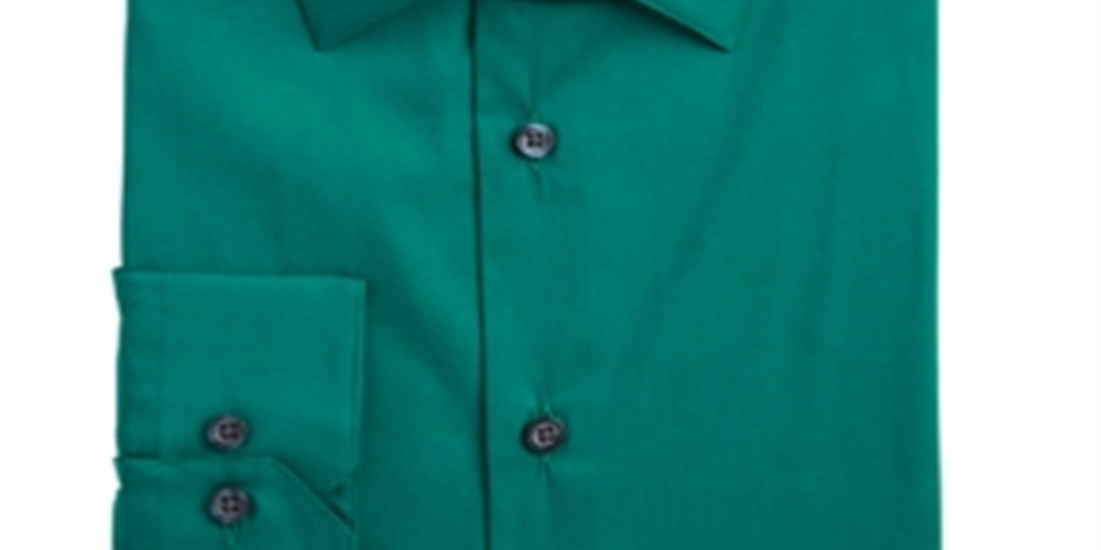 Alfani Men's Slim Fit Performance Stretch Easy Care Solid Dress Shirt Green Size XL