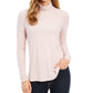 Charter Club Women's Heathered Ribbed Turtleneck Top Pink Size X-Small