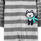 Carter's Baby Boy's Footed Fleece Husky Dog Coverall Gray Size Newborn