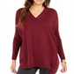 Style & Co Women's V Neck Tunic Winestone Size -Petite L