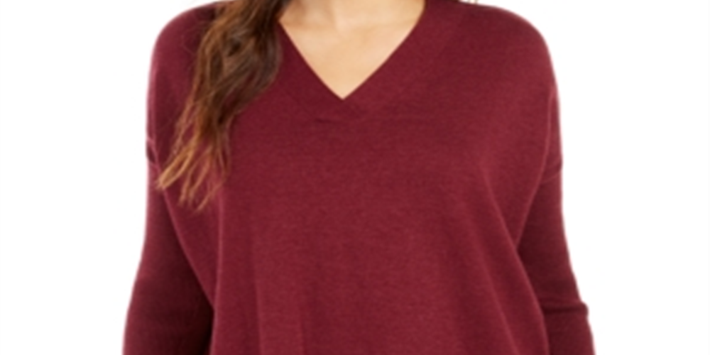 Style & Co Women's V Neck Tunic Winestone Size -Petite L