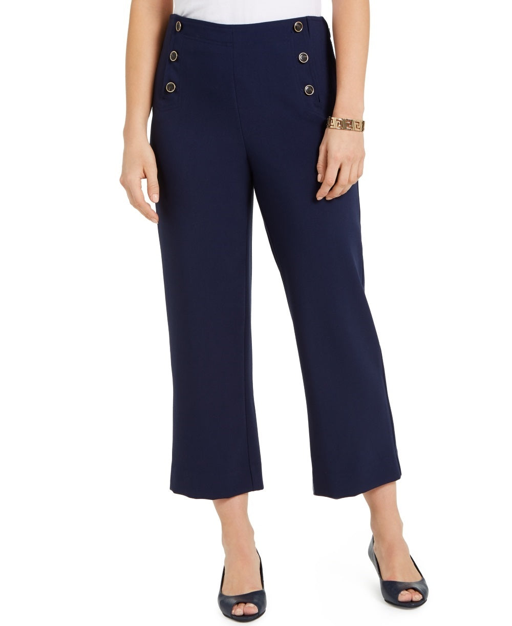 Charter Club Women's Cropped Sailor Pants Blue Size 10 Petite