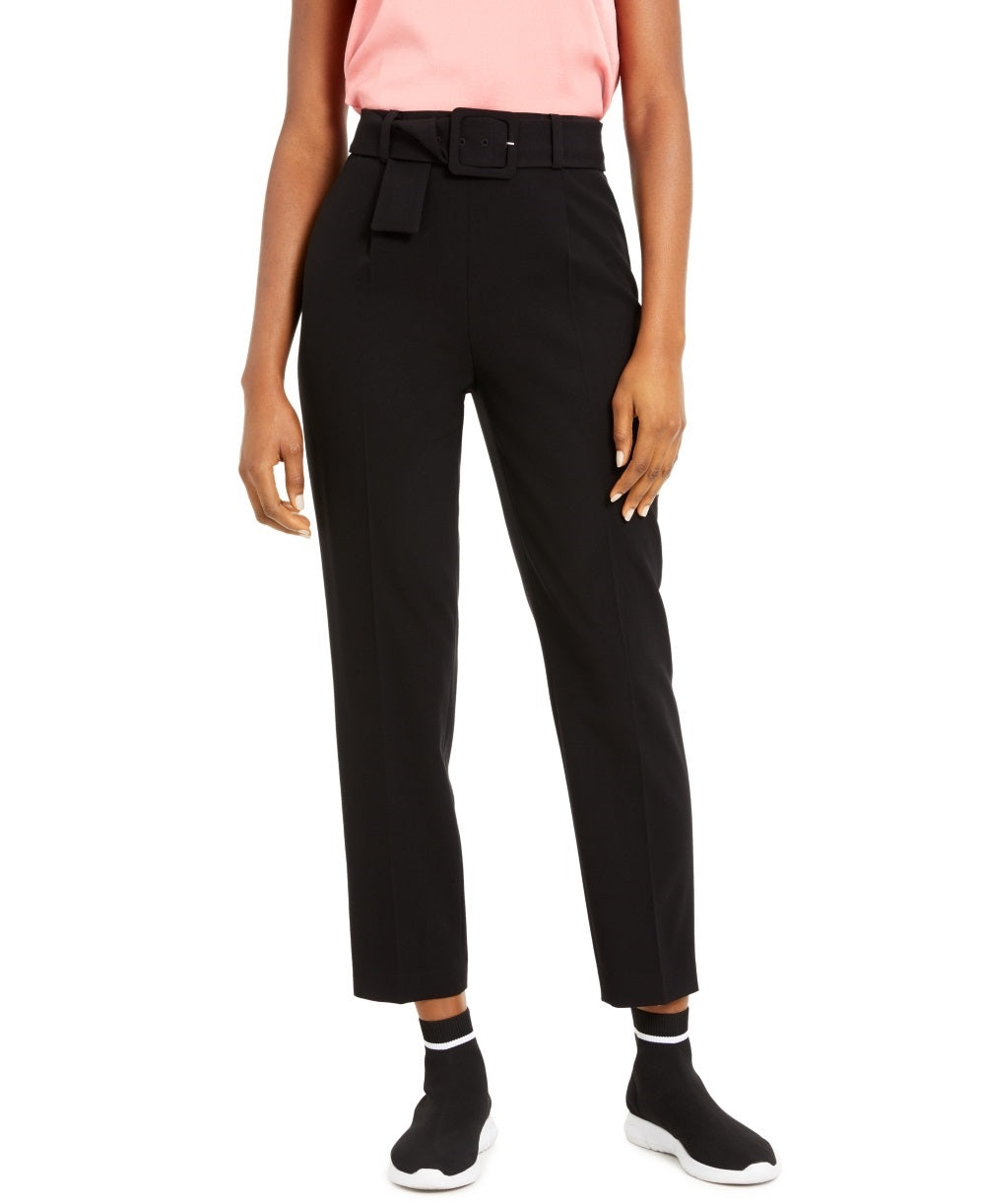 Bar III Women's Belted Pants Black Size 8