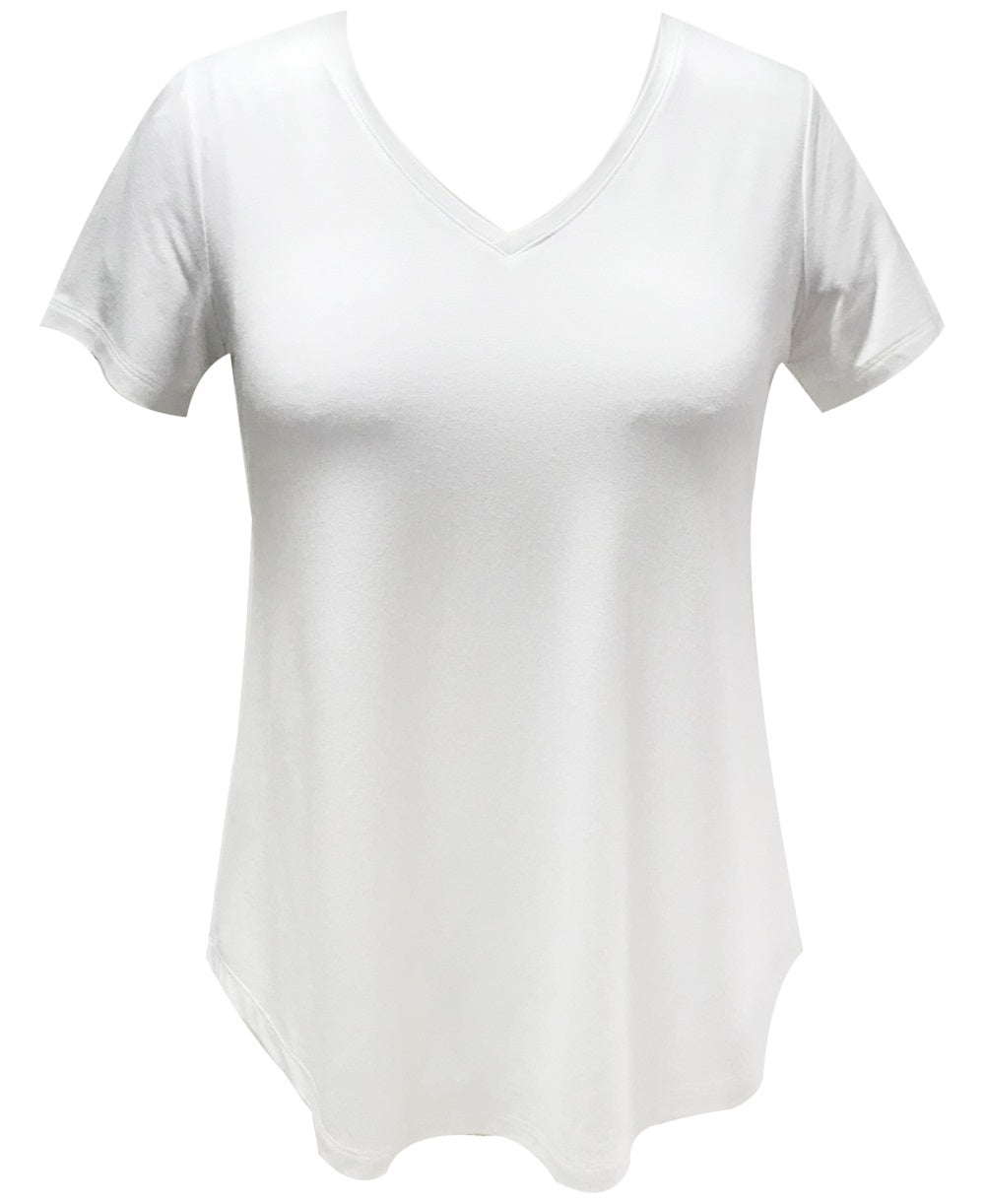 JM Collection Women's V Neck T-Shirt White Size Small