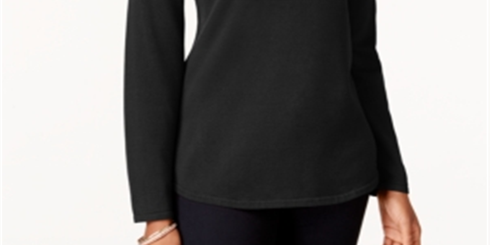 Karen Scott Women's Cotton Sweater Black Size Petite L