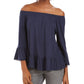 Style & Co Women's Off The Shoulder Bell Sleeve Top Blue Size XX-Large