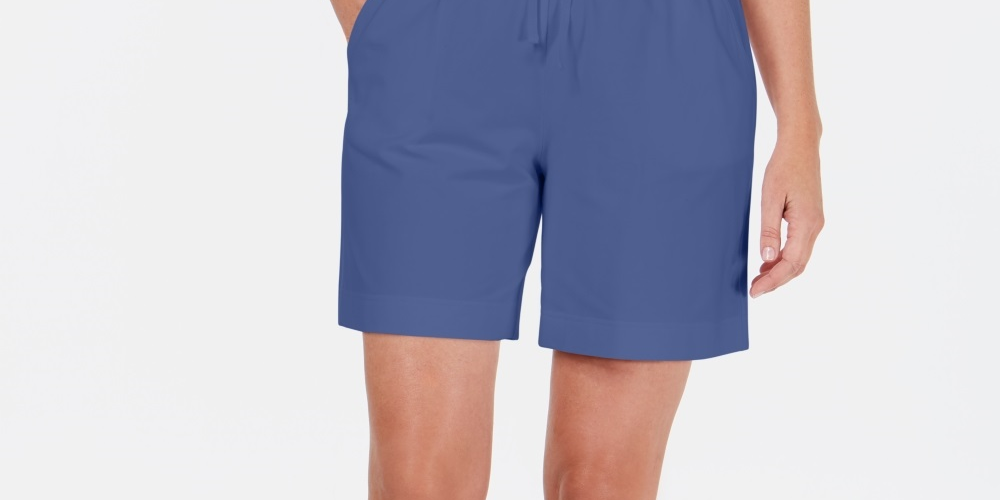 Karen Scott Women's Pull On Drawstring Shorts Blue Size Small