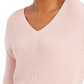 Charter Club Women's Cotton Textured V Neck Sweater Pink Size XX-Large