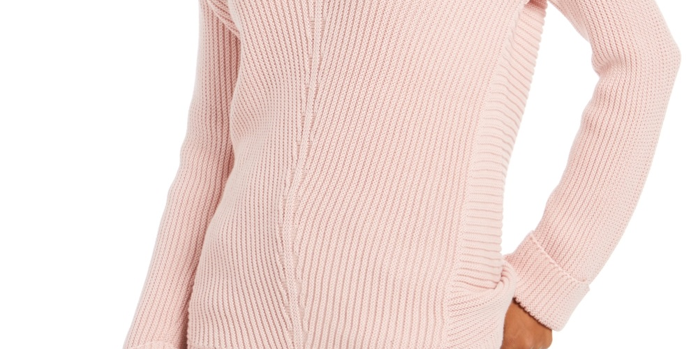 Charter Club Women's Cotton Textured V Neck Sweater Pink Size XX-Large