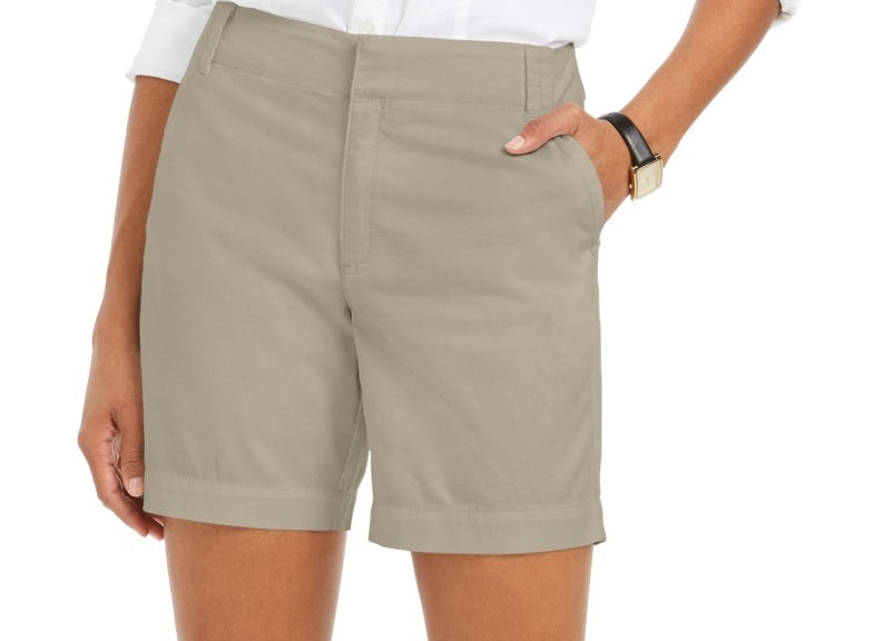 Charter Club Women's Twill Casual Shorts Beige Size 14