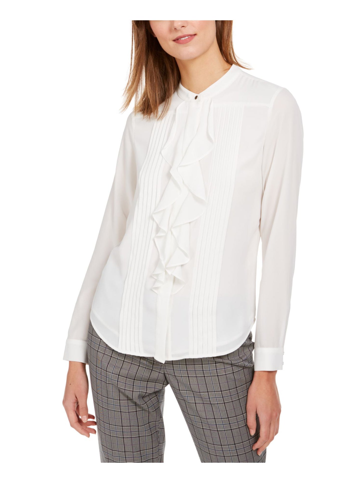Calvin Klein Women's Long Sleeve Top White Size Petite Large